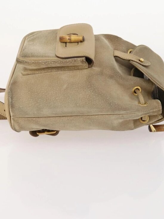 GUCCI Bamboo Backpack Suede Leather Black Gold 003 2058 0030 Auth BA10404 main image 8